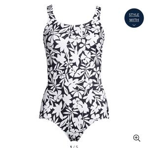 Full coverage one piece swim suit, lands end tugless